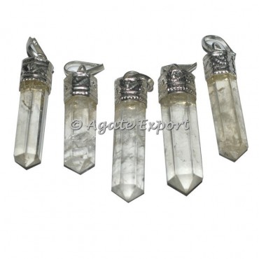 Crystal Quartz Cap Pencil Pendants